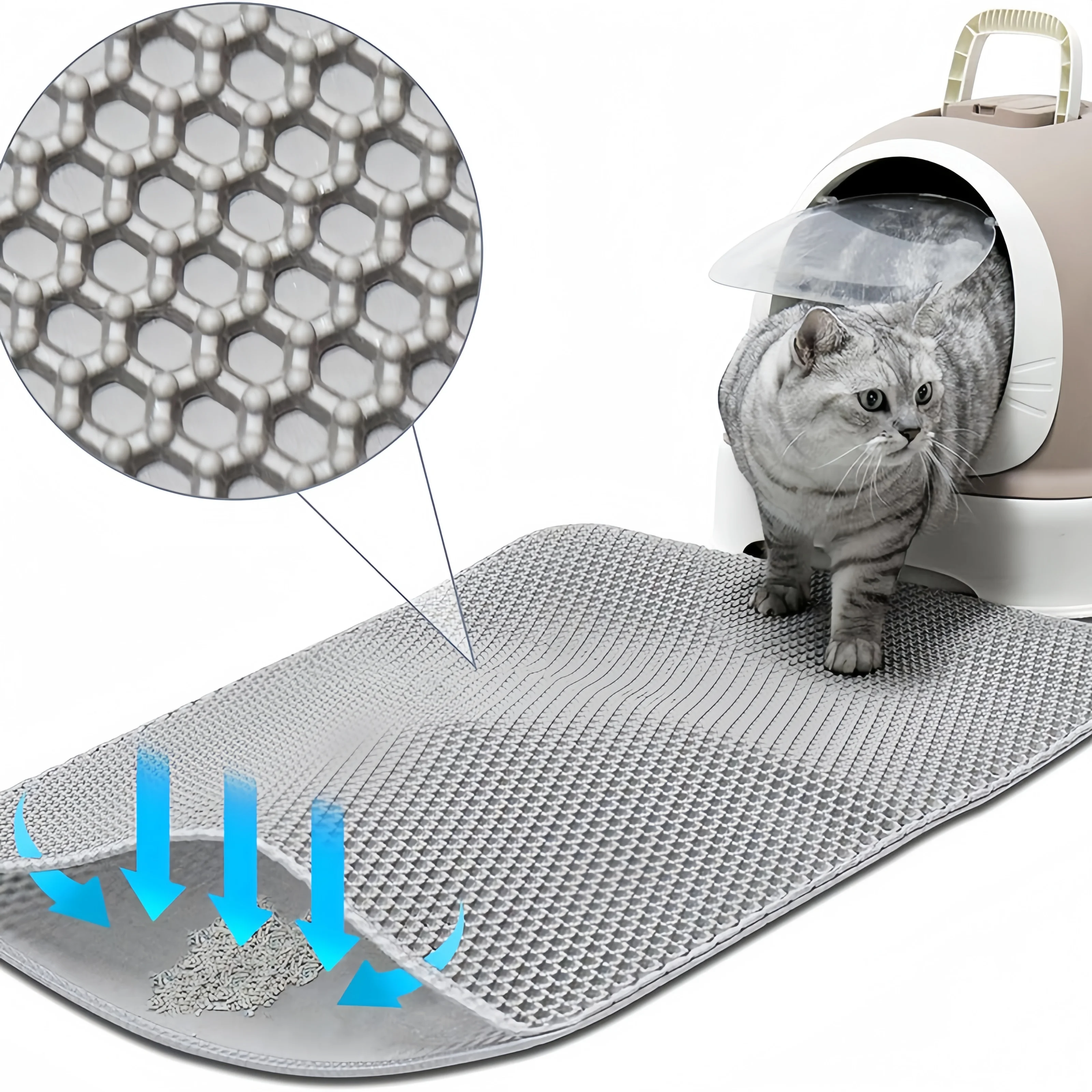 Cat Litter Mat Waterproof Double Layer Pet Litter Box Mat Pet Toilet Cat Mat Nonslip Sand Cat Washable Mat Pet Clean Supplies