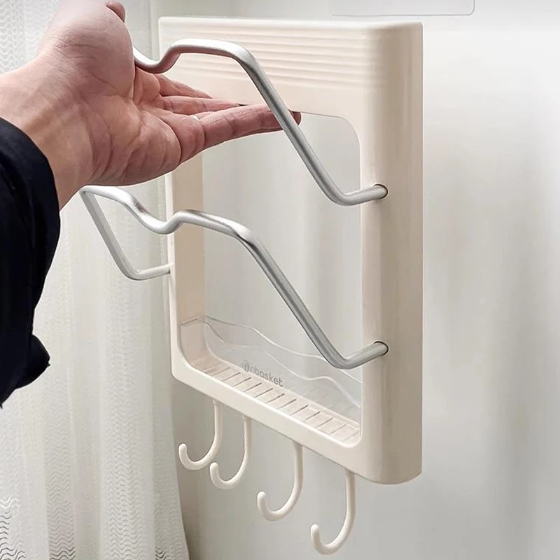 Estante de almacenamiento para secador de pelo montado en la pared, soporte para rizador, organizador de baño, estante de almacenamiento, accesorios de baño