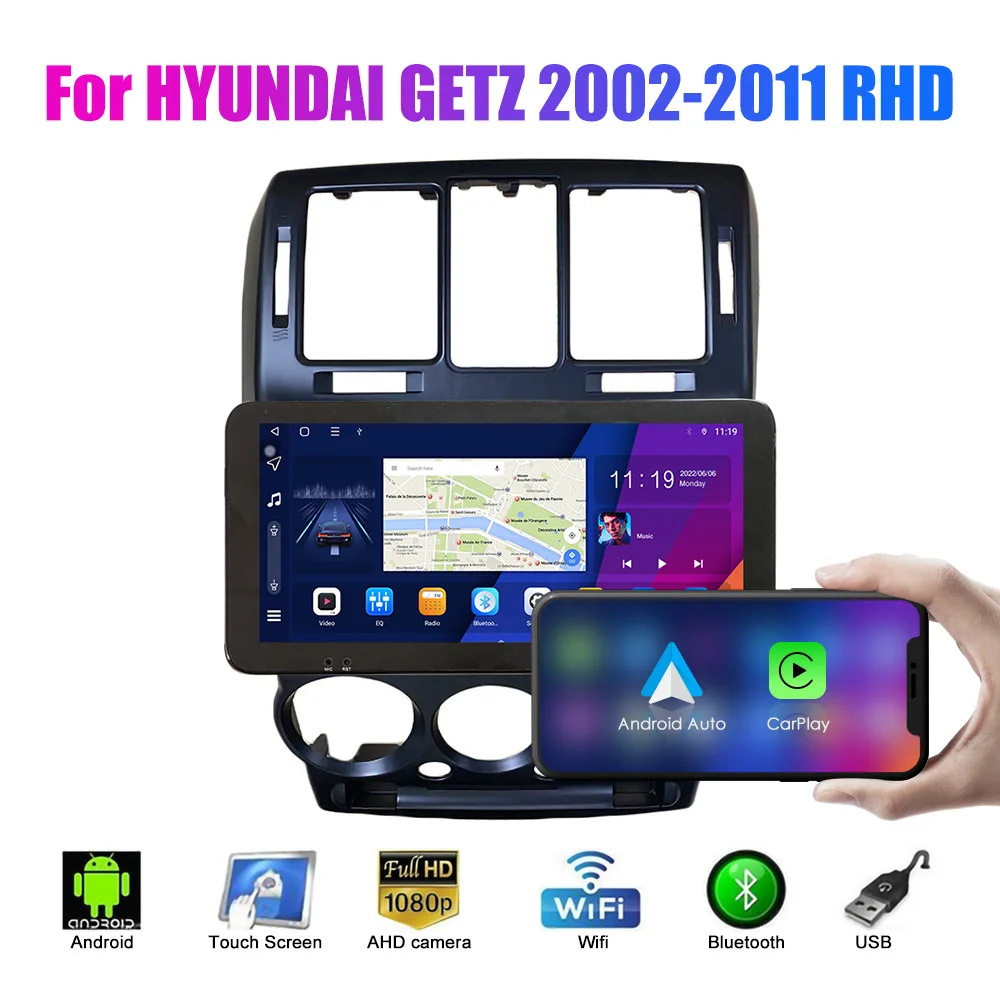 For Hyundai GETZ 2002-2011 RHD 9-inch Android Car GPS Navigation & Reversing Camera Integrated Unit