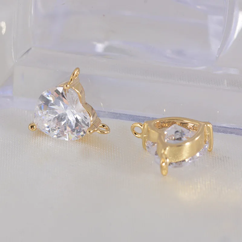 20pcs/lot hollow heart-shaped pendant version of DIY necklace pendant accessories hearts set zircon double crane charm