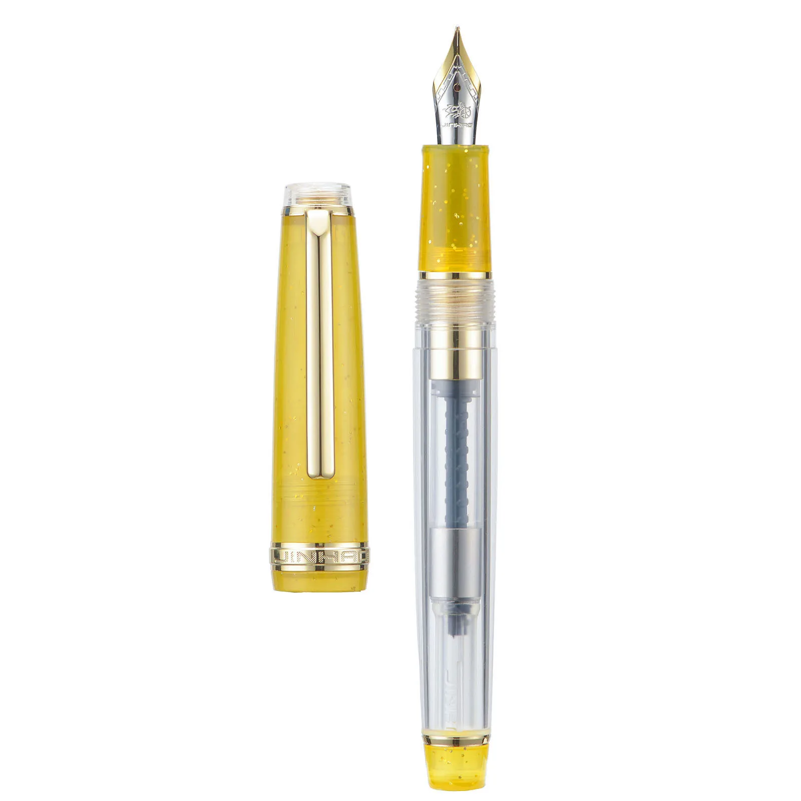 Jinhao 82-Stylo plume à encre transparente avec jeu de convertisseurs, stylo mixte pour documents acryliques, pointe EF, F, M, garniture dorée, nouveau, 3 pièces