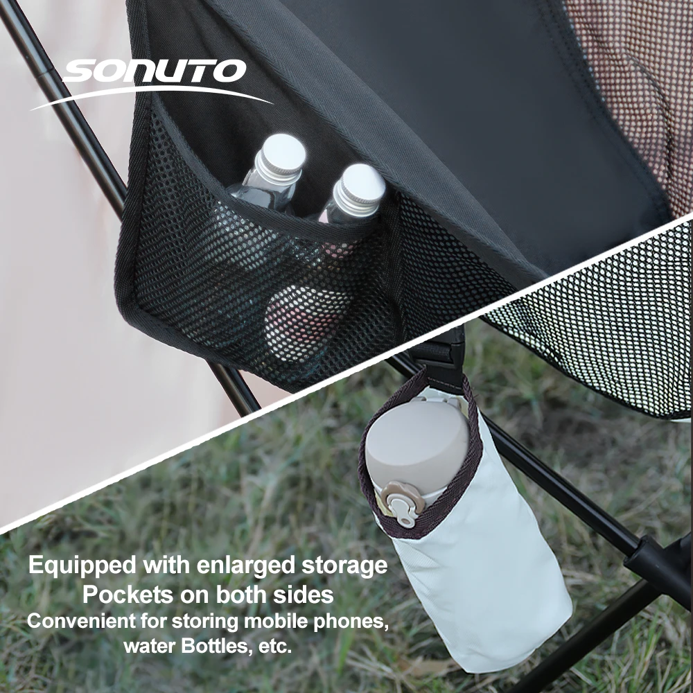 Silla de Camping Plegable de Aluminio Ultraligera con Respaldo Alto, Capacidad de Carga de 150 kg, Asiento Portátil para Pesca con Bolsa de Transporte para Picnic al Aire Libre