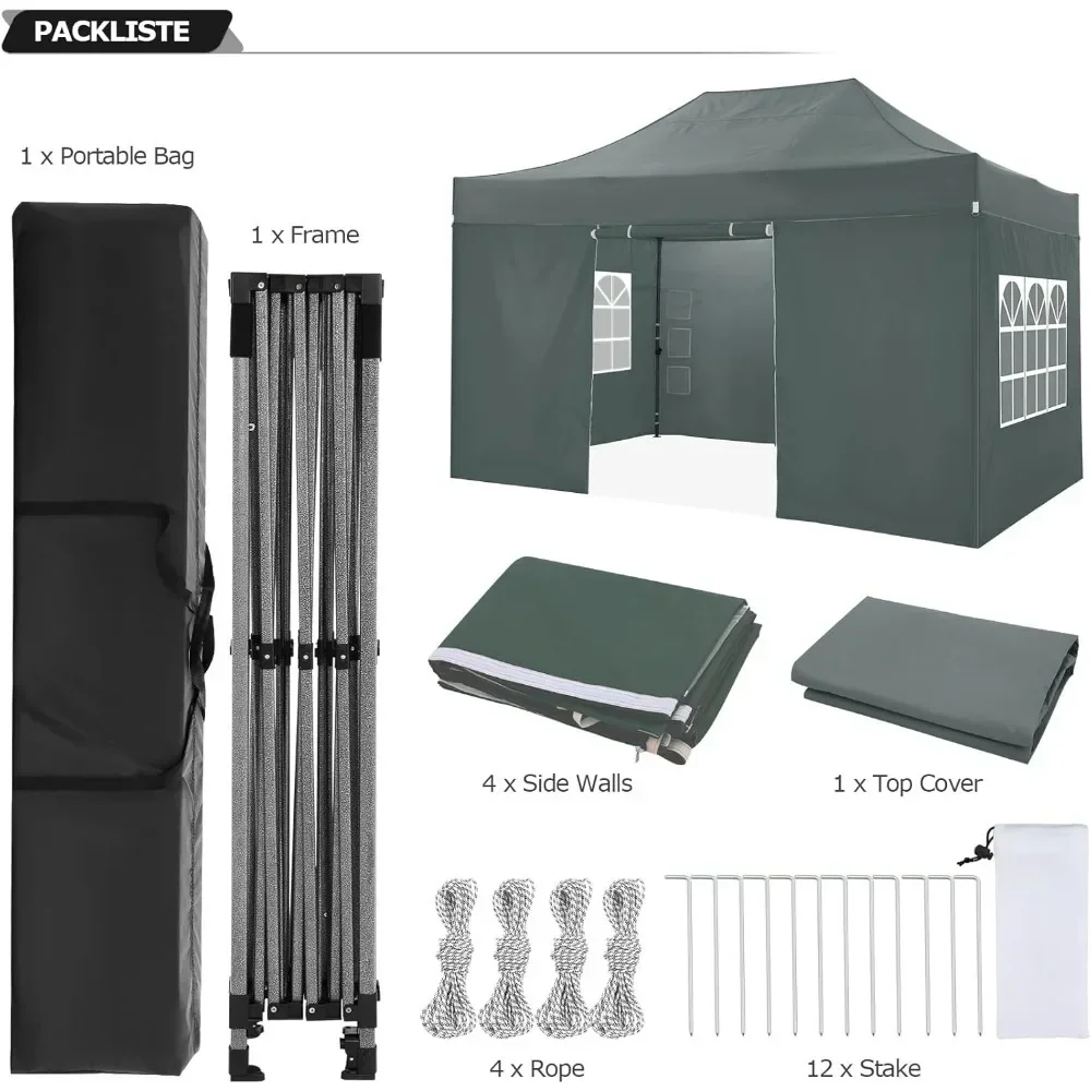 10x15 tenda kanopi Pop up tugas berat dengan 4 sisi komersial luar ruangan kanopi tenda pesta pernikahan untuk pernikahan semua musim angin