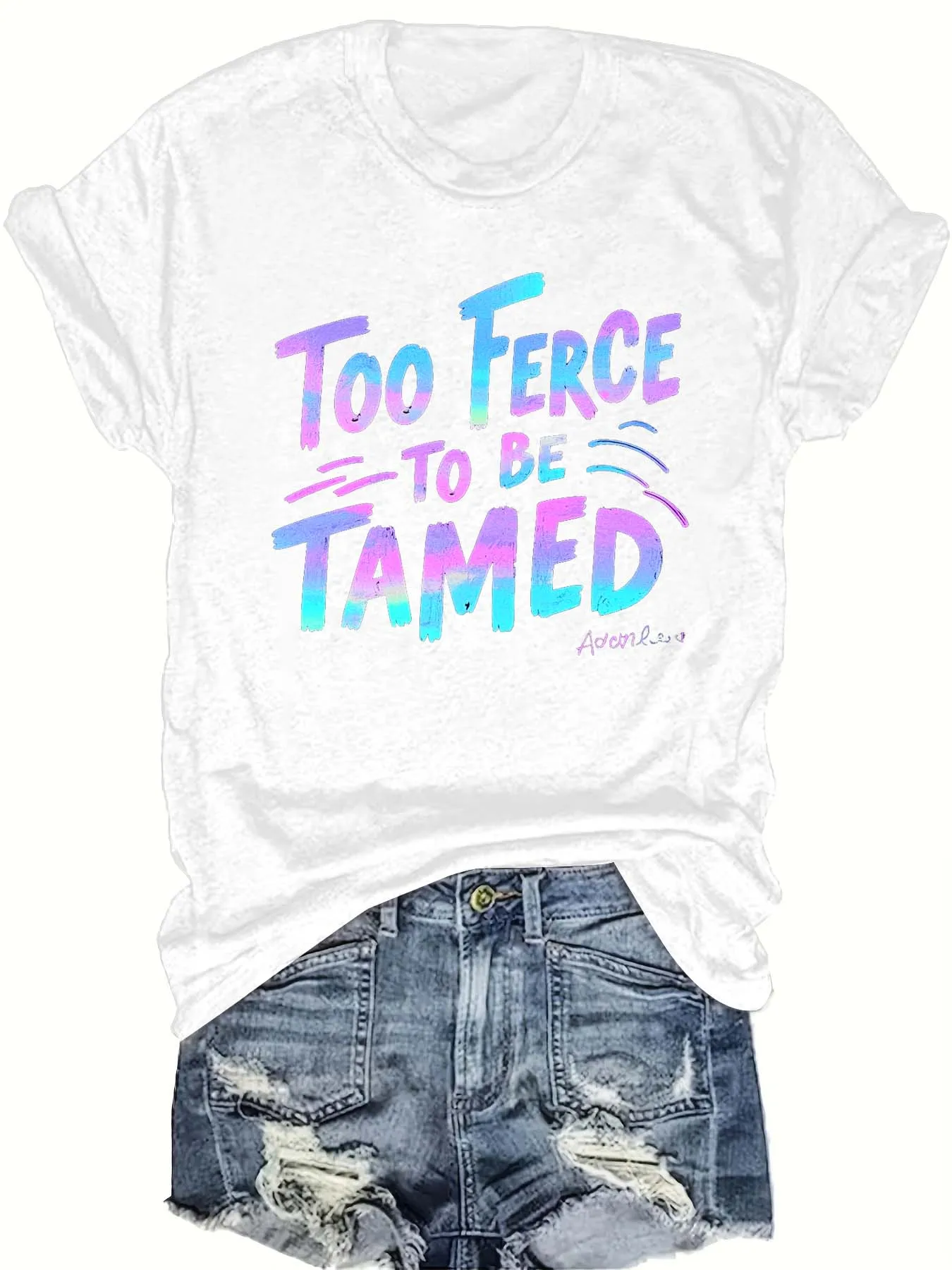 

Женская футболка больших размеров с круглым вырезом и индивидуальным слоганом цвета - футболка с короткими рукавами и принтом шрифта - модные и уверенные топы