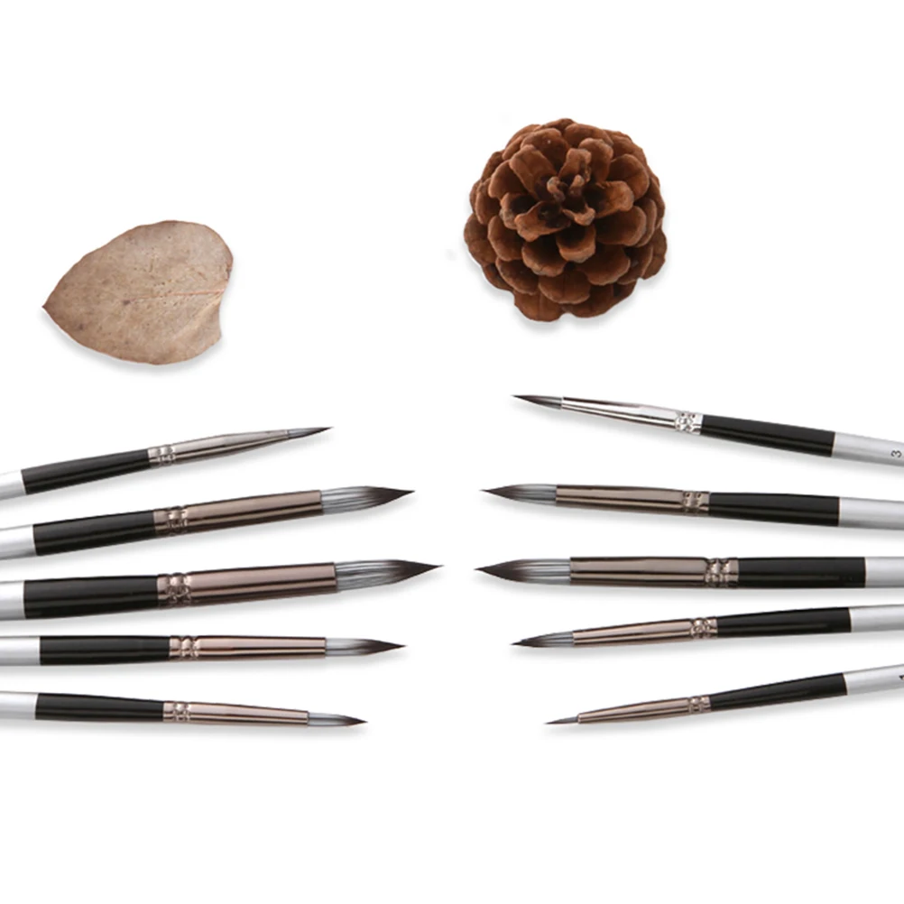 

Miniature Paint Brushes Set Fine Pen Silver Child Watercolor Pens Long H Durable Acrylic Oil Painting Brushes