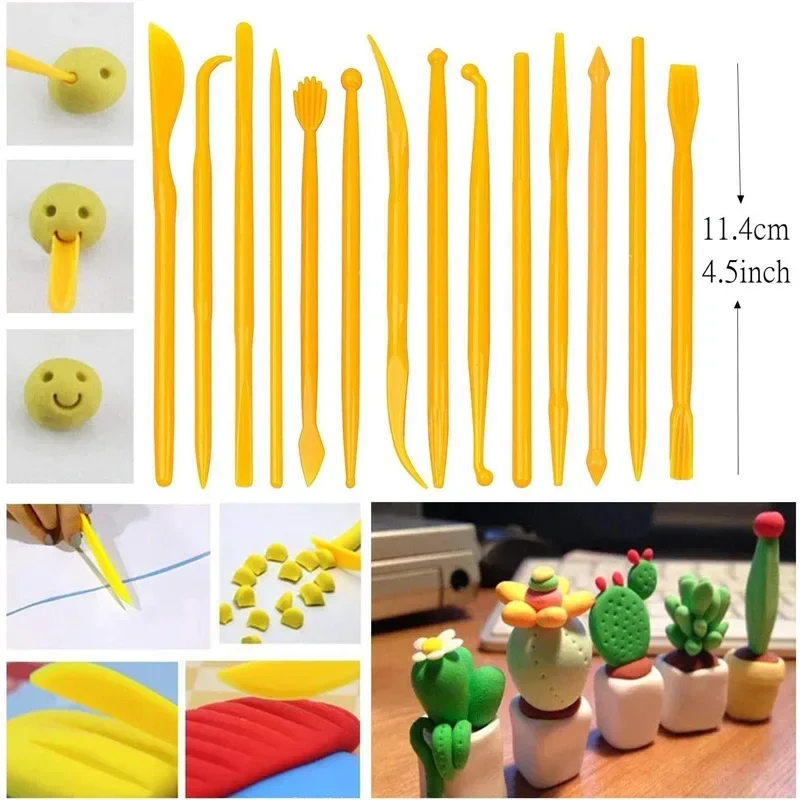 14 teile/satz Kunststoff Ton Skulptur Set Wachs schnitzen Keramik Werkzeuge Schnitzen Skulptur Shaper Polymer Modell ier masse Werkzeuge