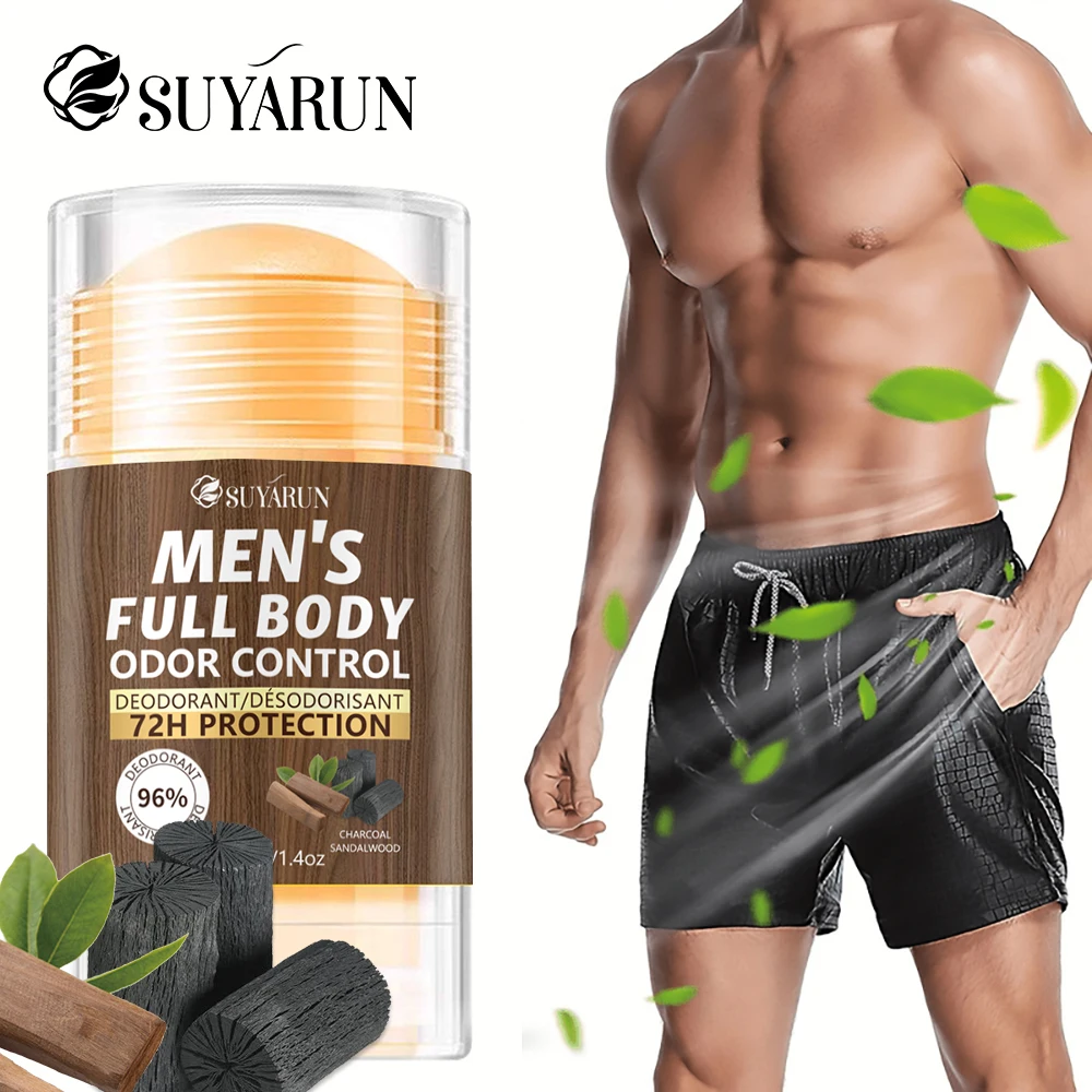 SUYARUN Men's Natural Deodorant Stick for Full Body Odor Protection, 72H Freshness, Sensitive Skin Safe, Travel-Friendly.