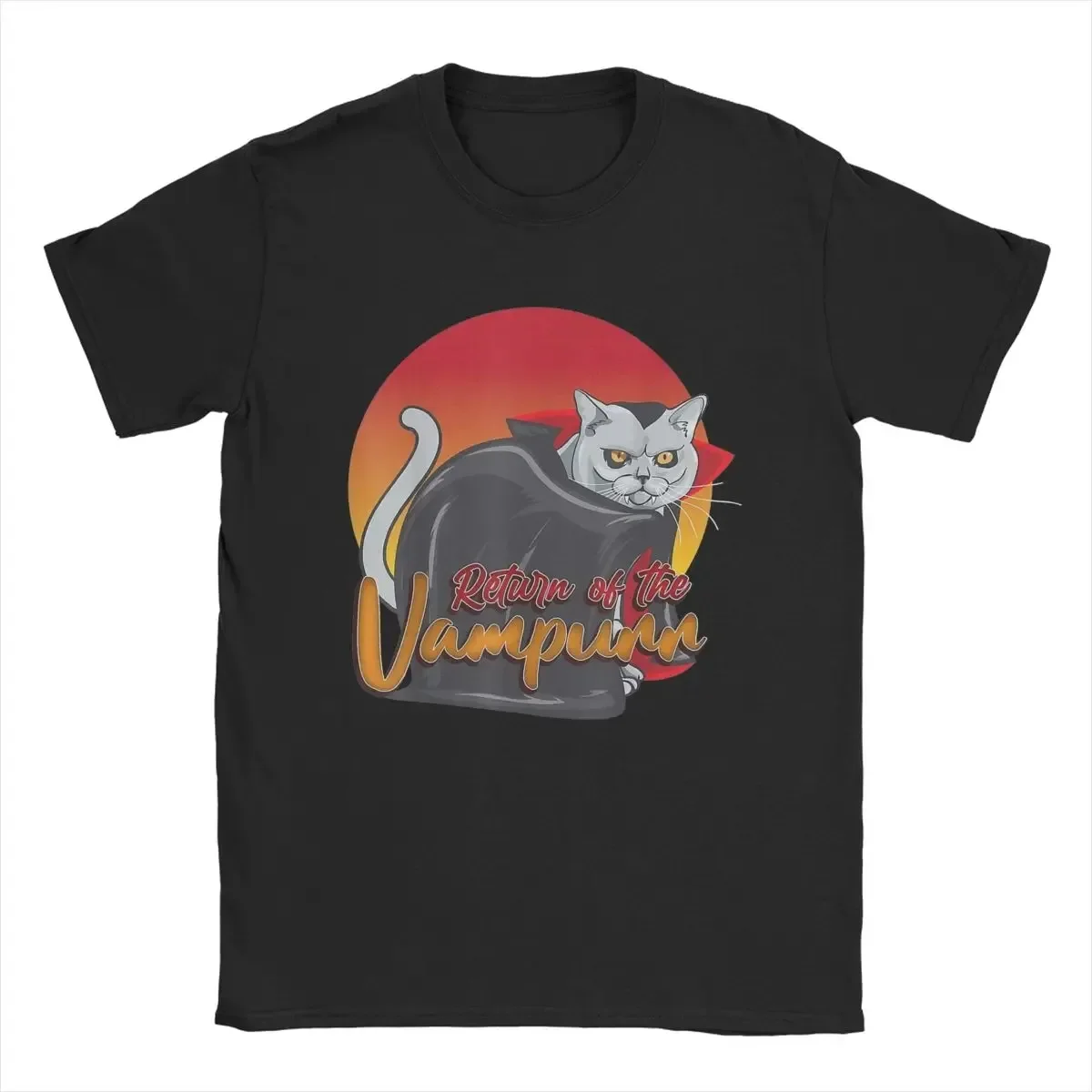 The Return Of Vampurr T-Shirt Men O Neck Pure Cotton T Shirts Vampire Cat Vs Cucumber Short Sleeve Tee Shirt Graphic Clothes