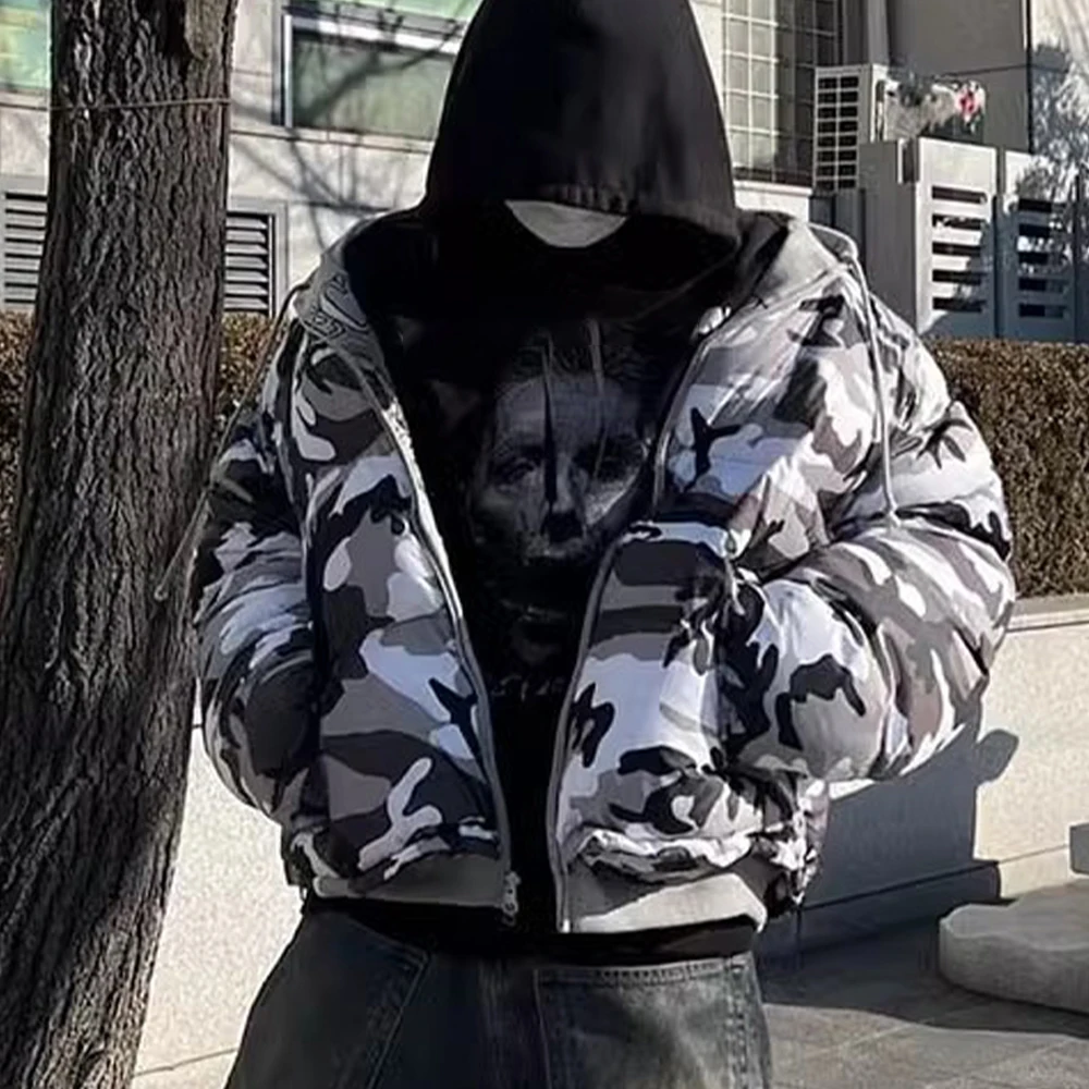 NIGO Men\'s Spring And Autumn Logo Printed Zipper Reversible Gray Sweatshirt Hooded Camouflage Jacket Coat Ngvp #nigo8847