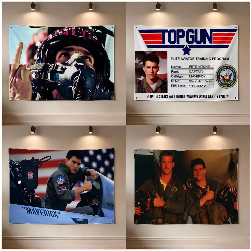 Movie Action Top Gun Flags Borderless Four Ring Ornament Indoor Outdoor Decoration Quick Hang Install