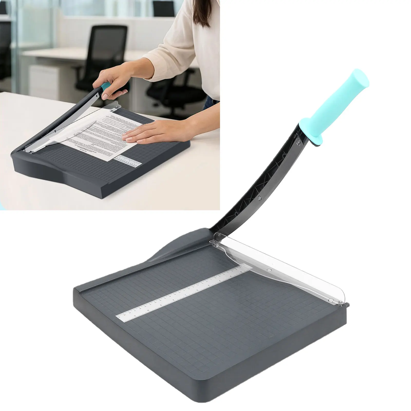 

Резак для бумаги формата А4 с защитным кожухом и фиксатором лезвия, длина резки 12 дюймов, портативный триммер для бумаги для офиса, класса, карточек