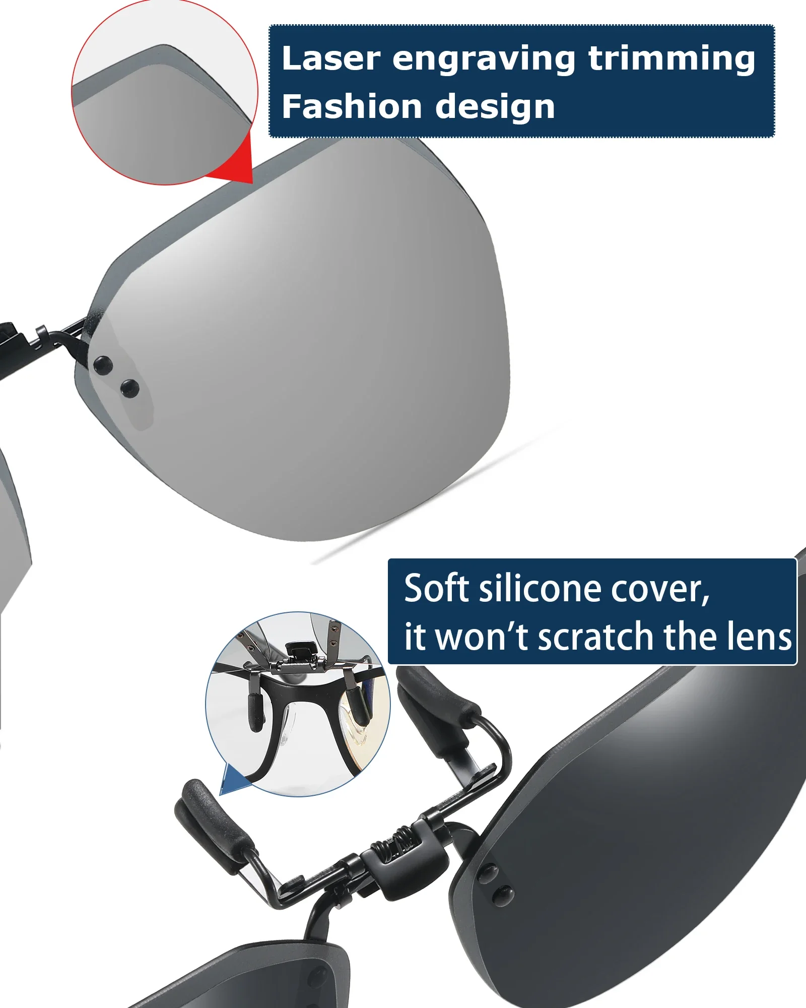 Veithdia polarisiertes Angeln im Freien Clip-On Flip-Up-Clip randlose Sonnenbrille für verschreibung pflicht ige Brille-Tac-Linse mit UV400 B11 – Detail 32
