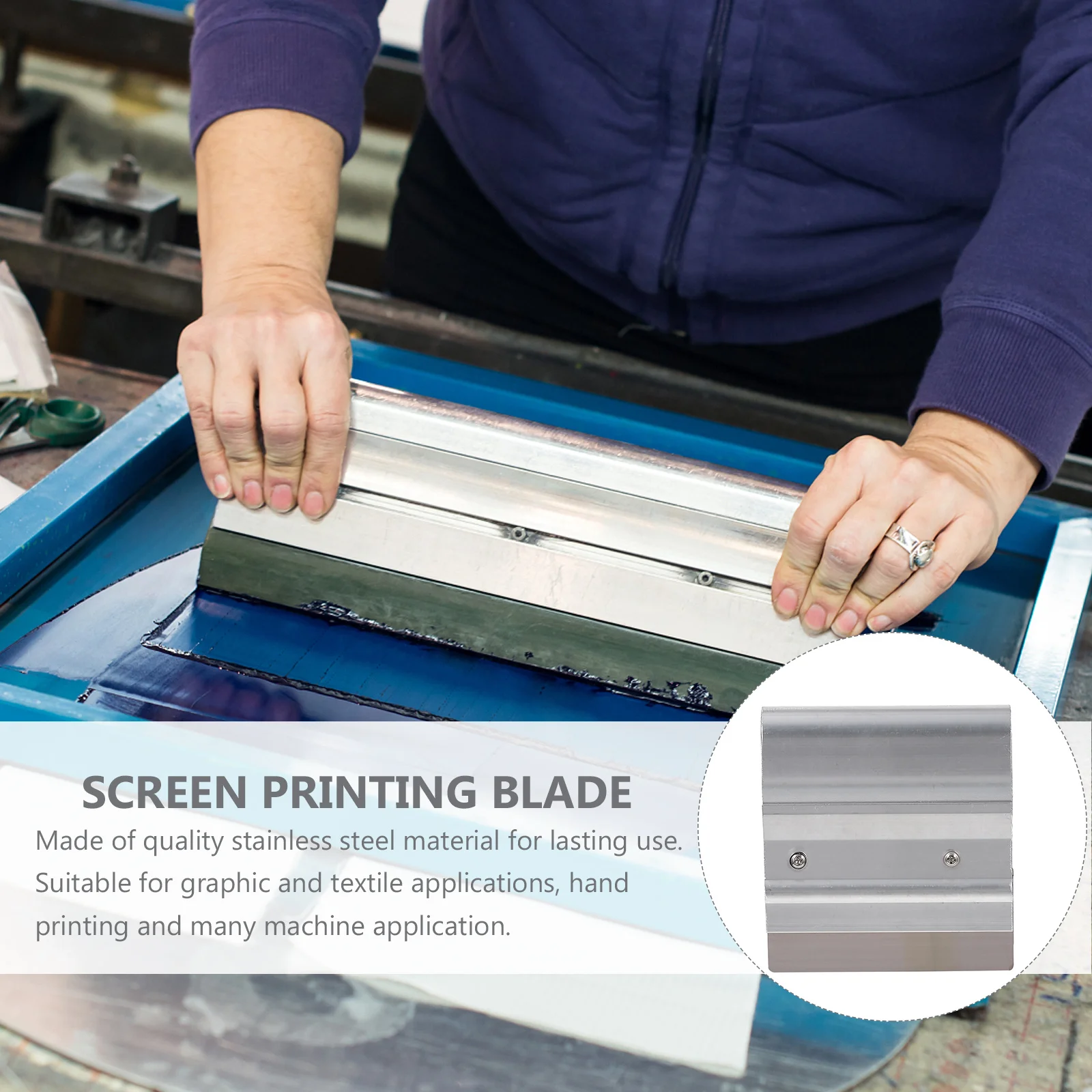 

1Pcs Screen Printing Squeegee Stainless Steel Printing Supply for Multiple Jobs Screen Supplies Ink Scraper Stainless Steel