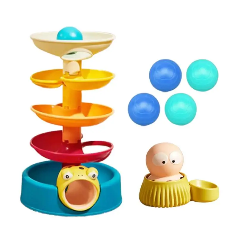 Kids Ball Drop Toy 5-Layer Spin Swirl Ball Ramp Activity Play Toy Drop and Go Ball Ramp Toy Set Spin Swirl Ball Ramp Activity