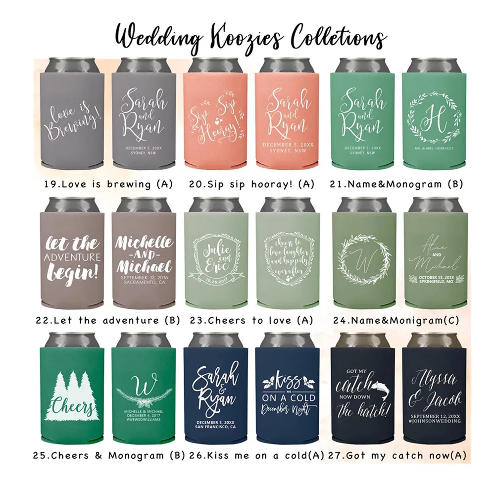 

Personalized Wedding Can cooler design collections, beer hugger, Stubby Cooler, custom party favor, wedding favors promotional