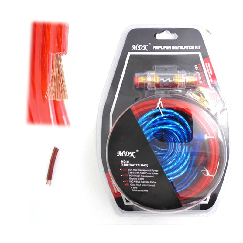 Car Amplifier Cable Kit - 4.5m 2.5mm² 154-Core Pure Copper Subwoofer Wire High-Temp Resistant Anti-Interference