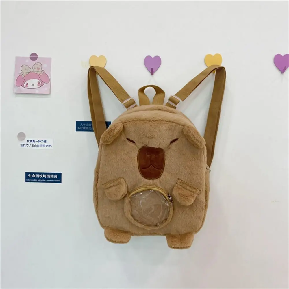 Dos desenhos animados capivara mochila de pelúcia, bonito cápsula kawaii, saco crossbody, grande capacidade, sacola engraçada, presente