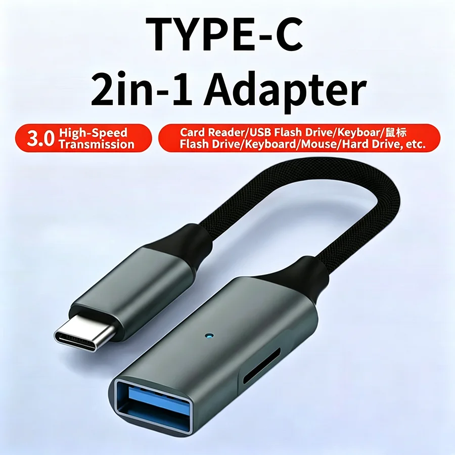

Micro SD Card Reader (2in1) USB A to USB C Adapter for Iphone 17 16 15 Pro Max Camera Memory Stick for Ipad Macbook Type C Phone
