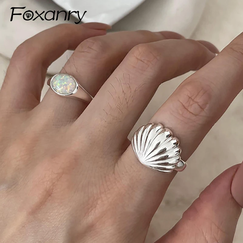 Silver Opal Ring - Elegant Geometric Fashion Jewelry for Women