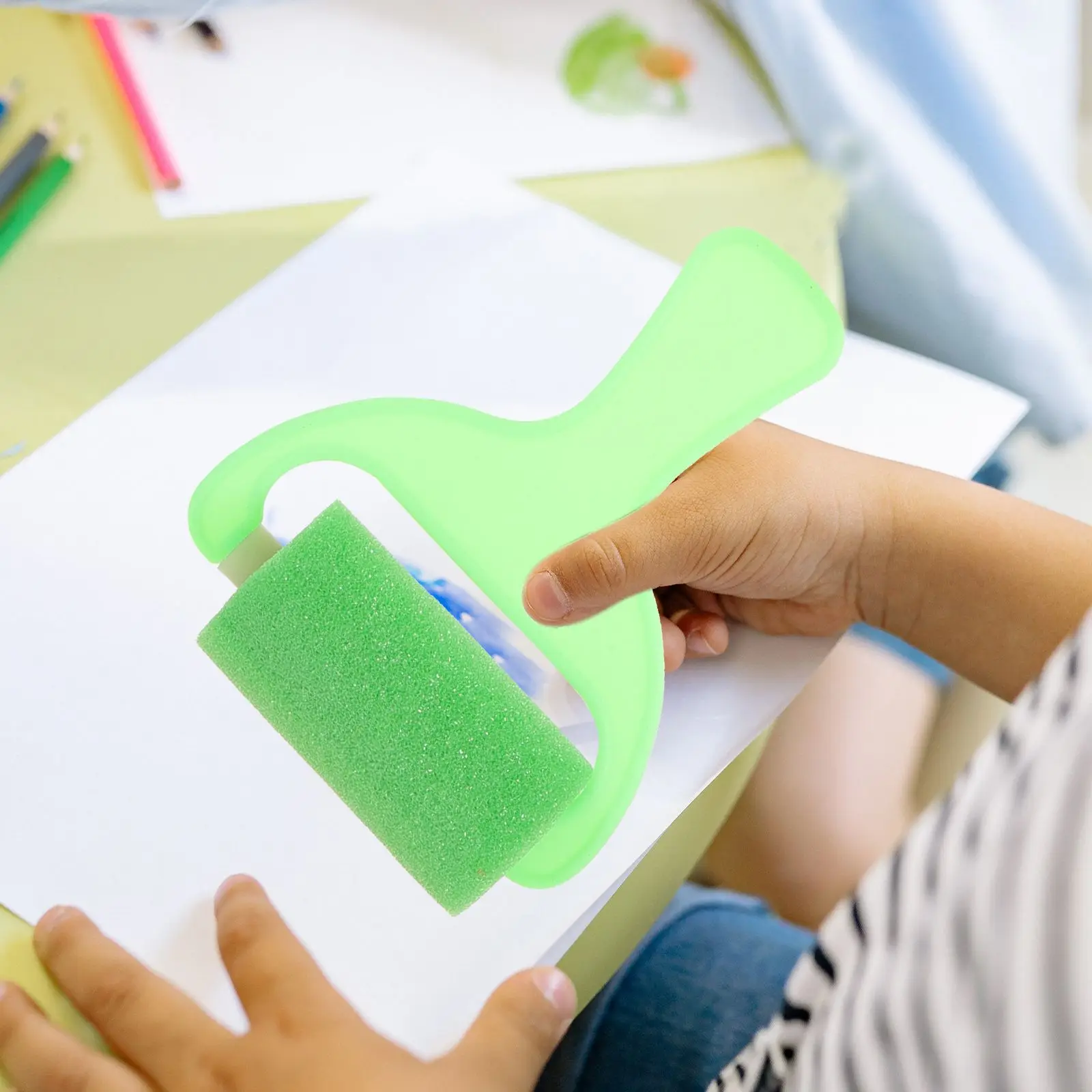 4Pcs Sponge Brush Set Durable Foam Paint Roller for Kids Lessons Drawing Graffiti Portable Mini Tool