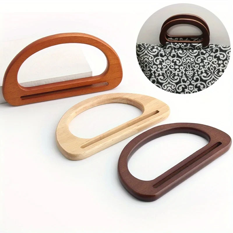 15cm D Shape Wooden Handles Brown Black Natural DIY Replacement Handbag Tote Handles Purse Bags Straps DIY Bag Handle Accessory