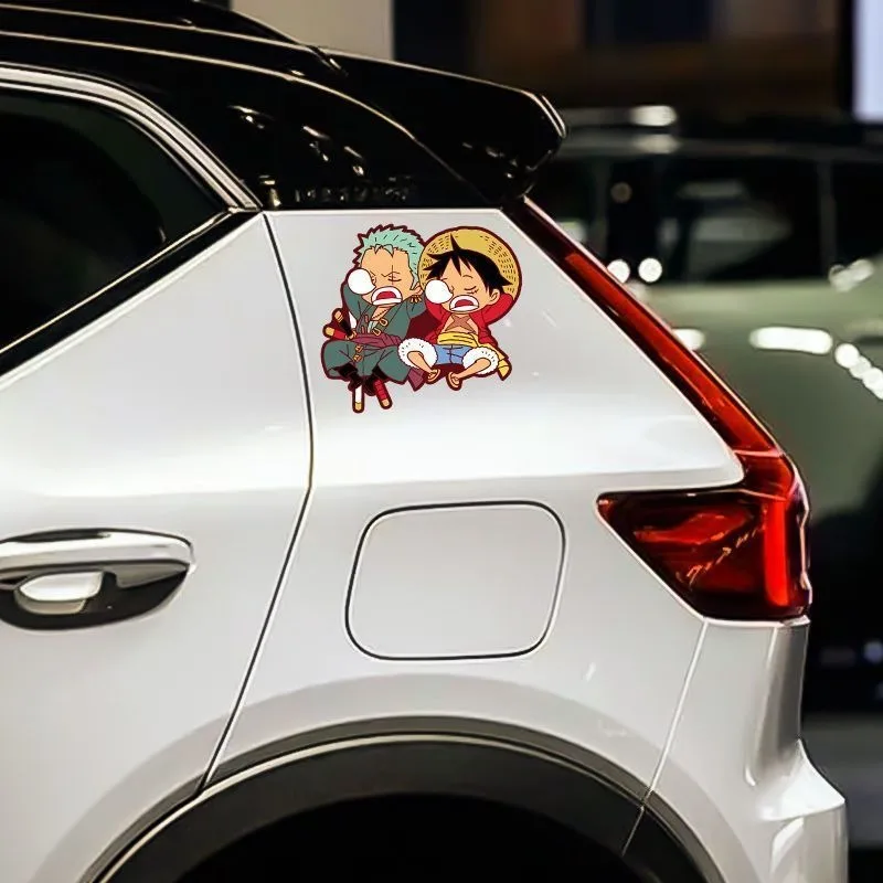 Anime One Piece Luffy Zoro Cartoon Creative Stickers Cute Fashion Car Motorcycle Waterproof Reflective Stickers Car Decoration