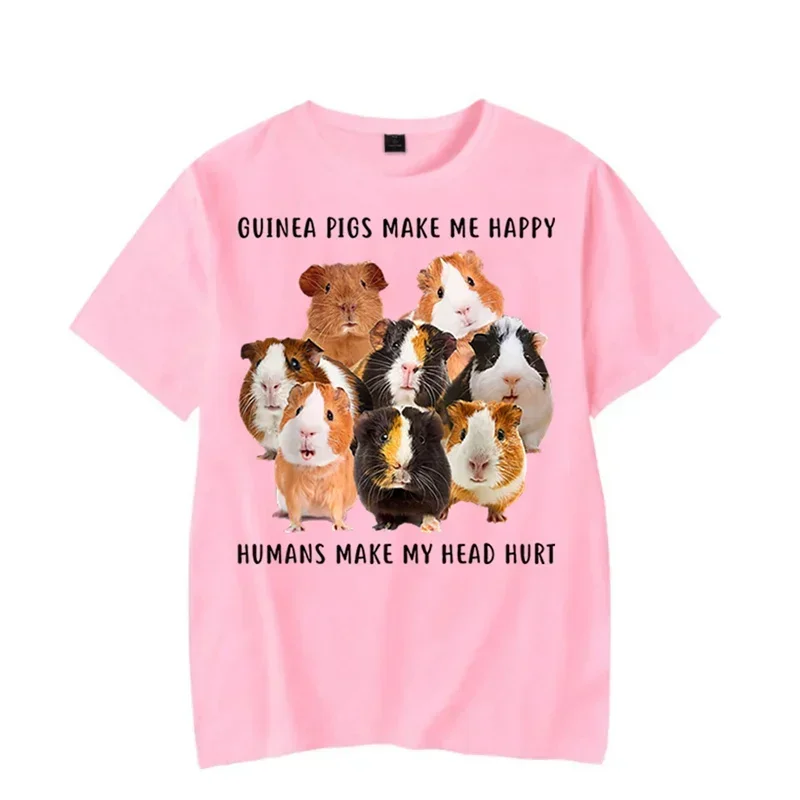 Guinea Pigs Make Me Happy Graphic Tshirt Funny Paw Fashion Harajuku T-shirt Hip Hop Men Brand  Trend Oversize Tee Shirt