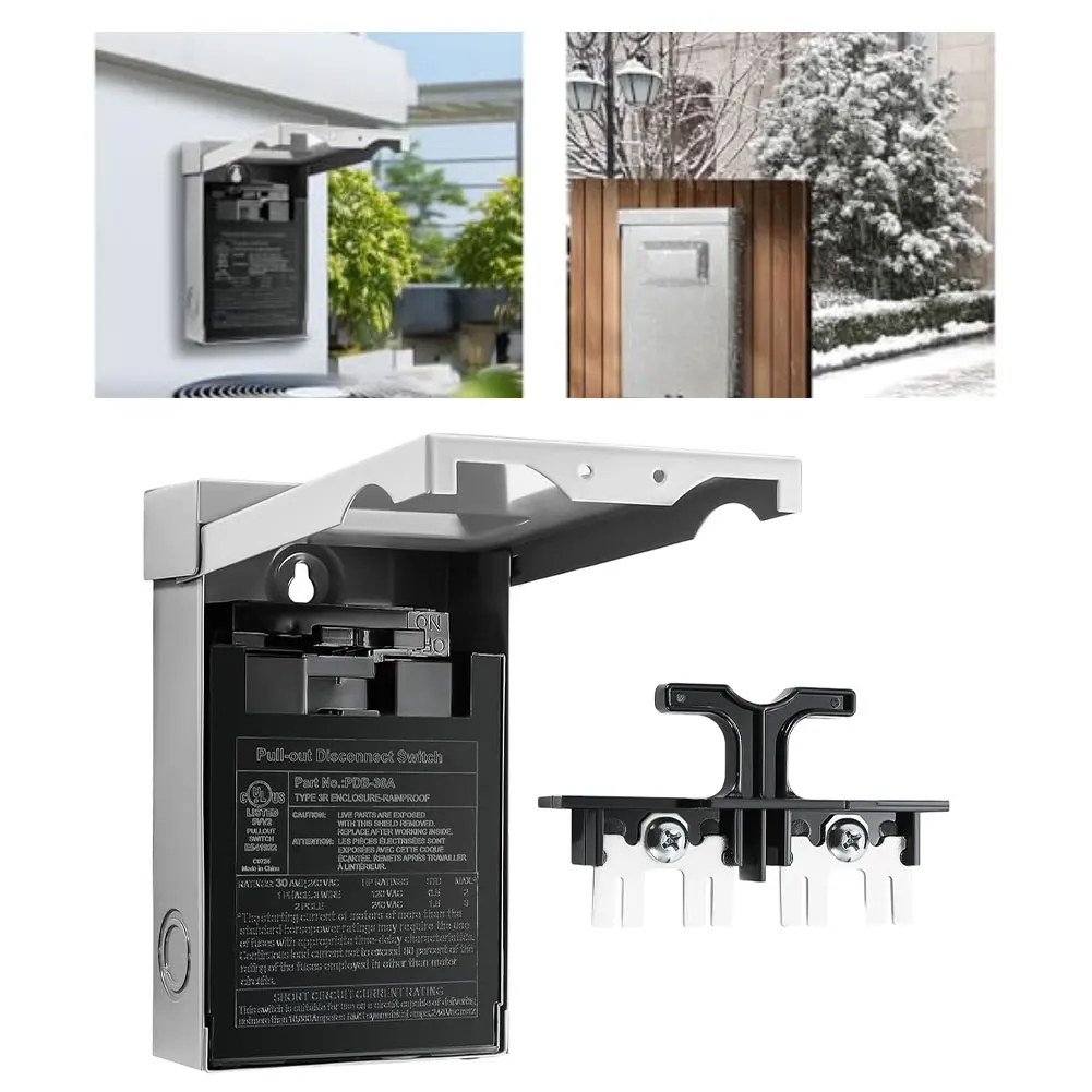 30 Amp Outdoor AC Disconnect Switch 120/240V Pull-Out 2-Pole Single-Phase With Lockable Design Switch For Air Conditioning Units