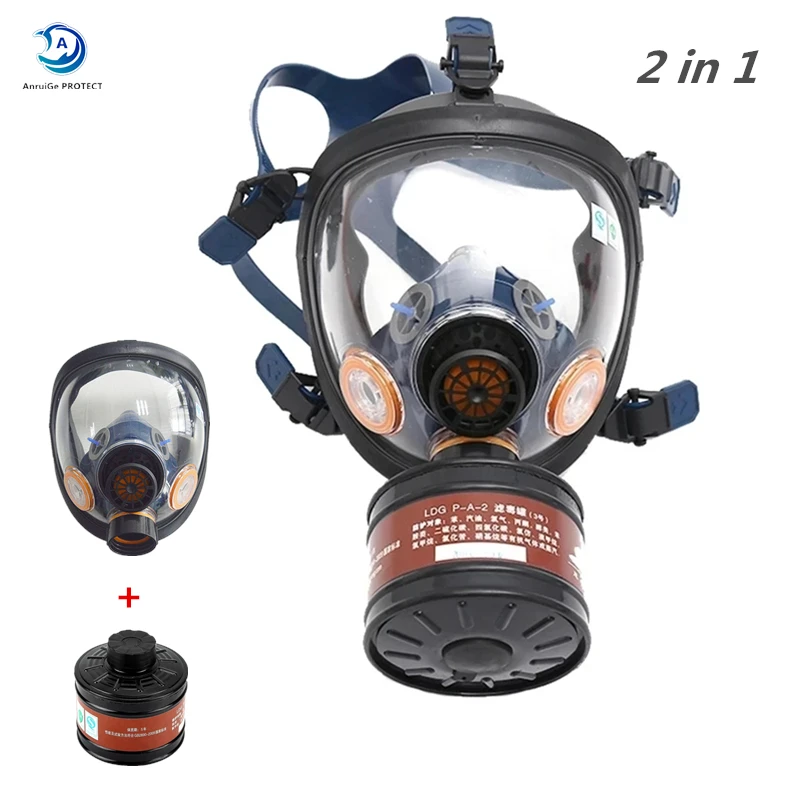 

Chemical Mask Full Face Gas Mask Dustproof Respirator Rubber Industrial Pesticide Painting Spraying Mask for Laboratory Welding