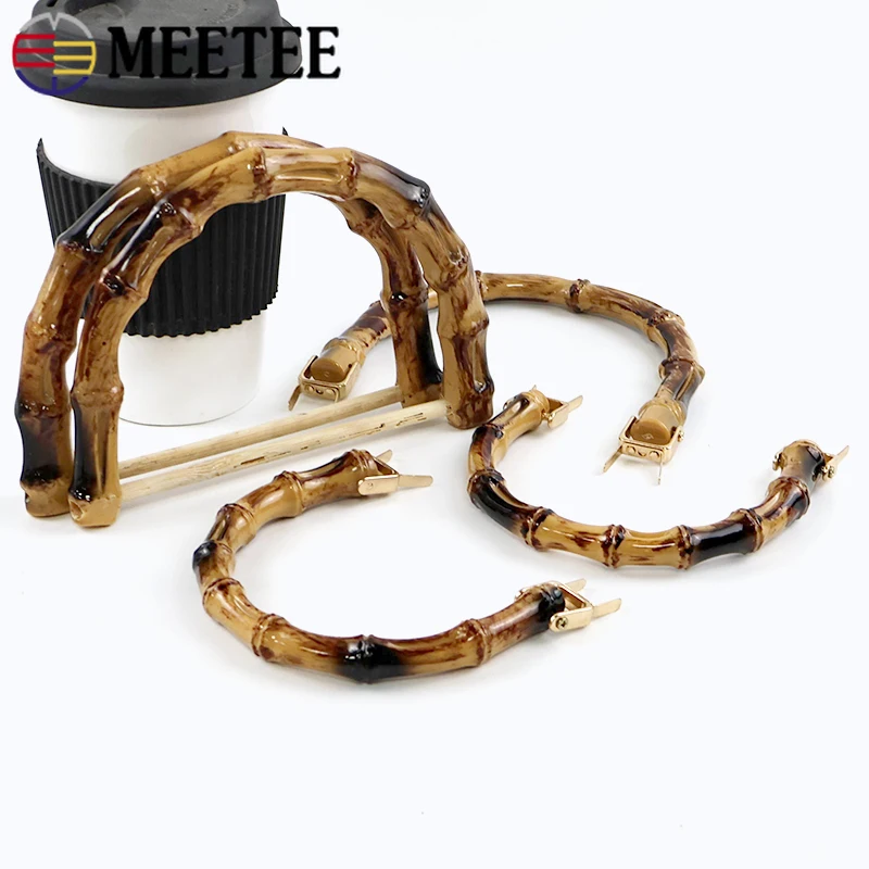 

2/4/10Pcs Imitation Bamboo Plastic Bag Handle for Women's Handbag Woven Handmade Replacement Sewing Bracket DIY Bags Accessories