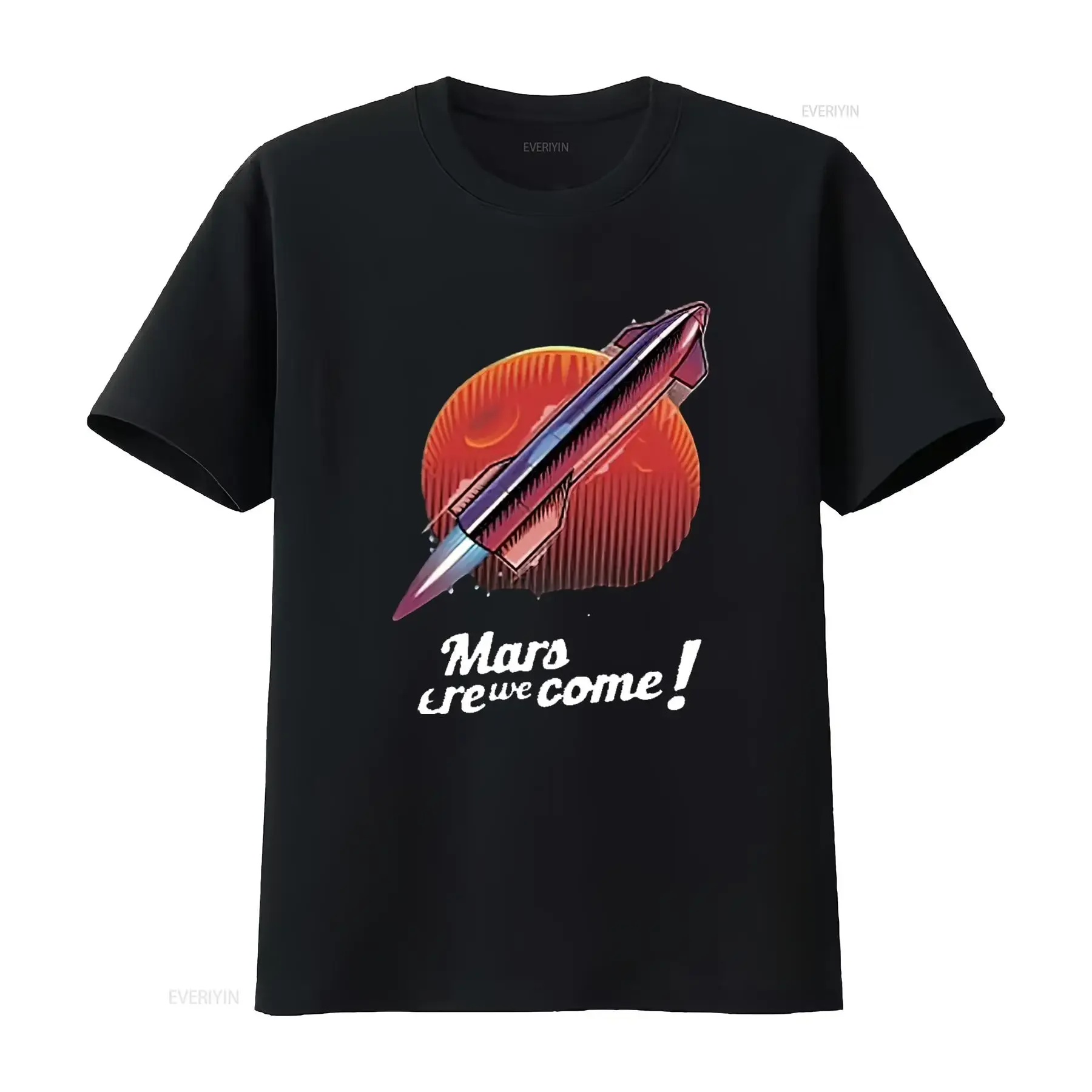 

Womens Marcus House Merch Mars Here We Come Rocket Men s T Shirt Black vintage Washed Versatile Comfortable designer clothes