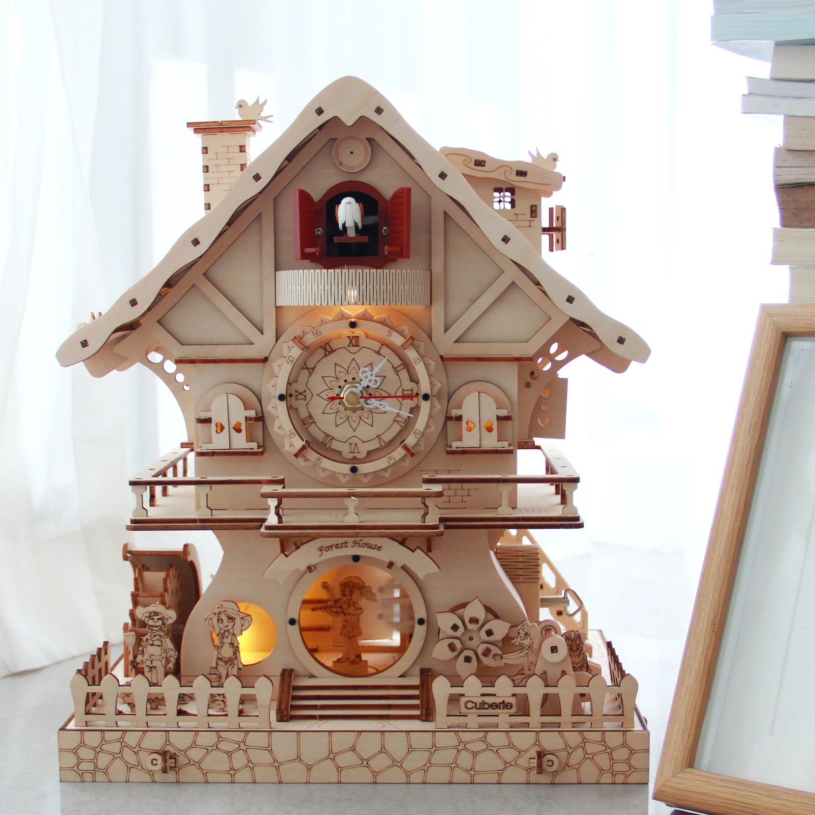 Cuberie 3D Wooden Puzzles Cuckoo Clock - DIY Model Kits for Adults with Music Box, Wood Building Project for Home Decor, Creativ