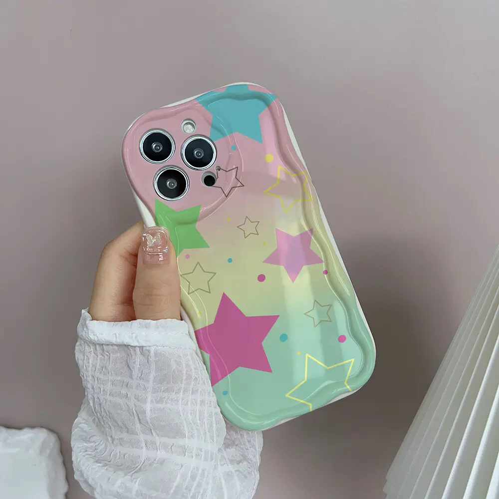 Capa estrela rosa fofa para xiaomi redmi note 13 pro 5g 12 14 4g 11 10 12 13 14 pro plus 12s 11s 14c 13c 12c 13 12 a3 9a capa ondulada