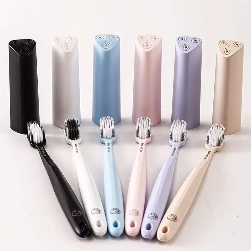 Luxury travel soft hair manual toothbrush, with toothbrush box, deep cleaning oral care, suitable for travel and family use.
