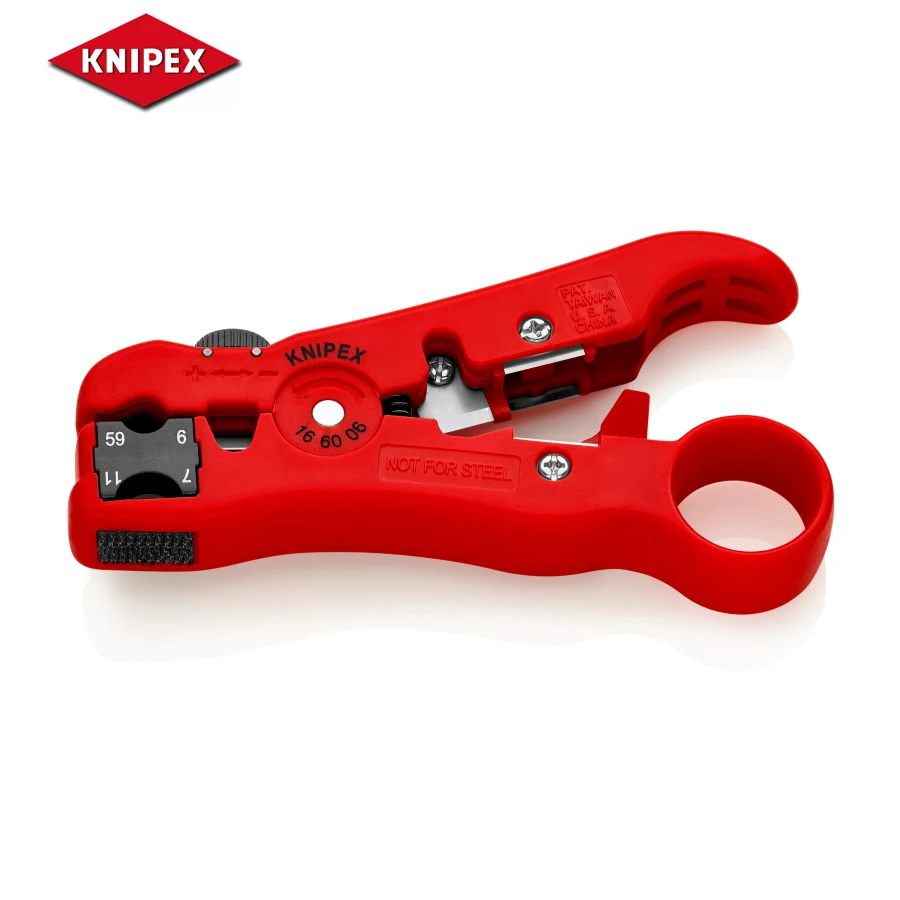 

KNIPEX 16 60 06 SB Wire Stripping Tool for Coaxial and Data Cable 125mm Integrated Blade for Cutting Data Cables Tool Supplies