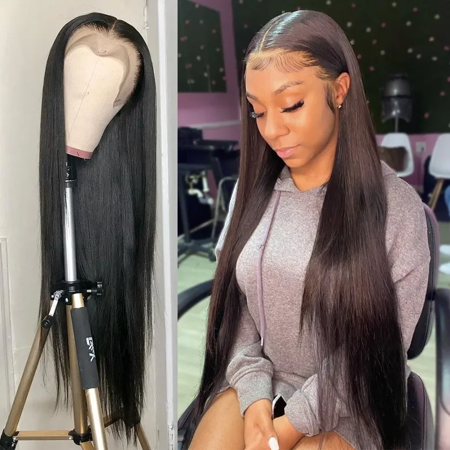 Natural Color Straight Frontal Wig HD Transparent Lace No Tangle No Smell 360 Lace 36 inches Brazilian Human Hair Wig For Women