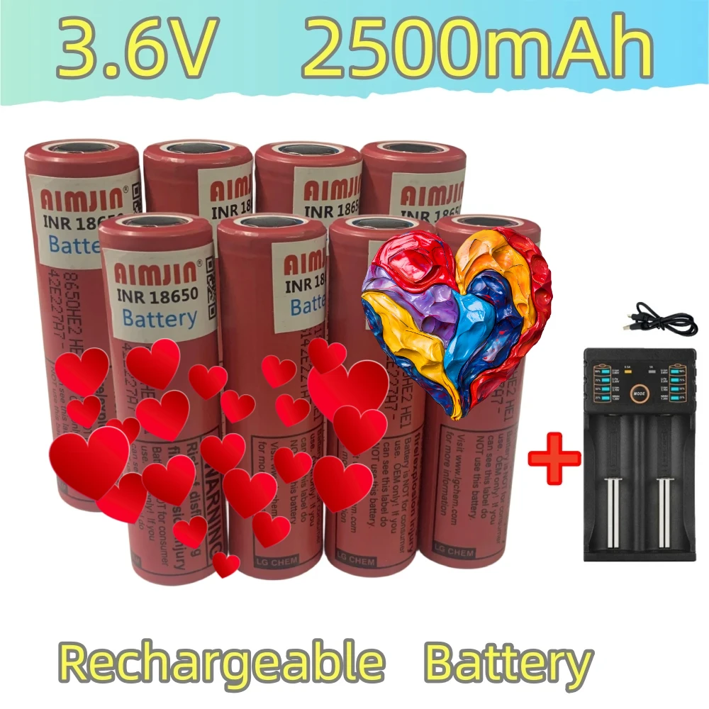 

18650 Rechargeable 3.6V 2500mAh INR18650HE2 Battery Newly upgraded high-capacity batteries by 2025