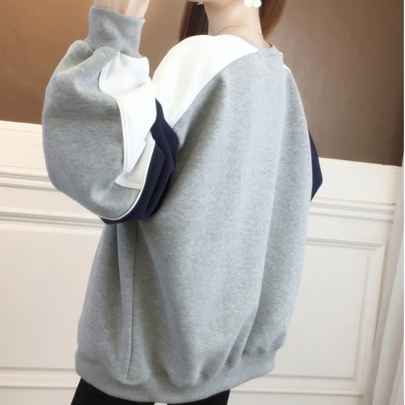 Sweatshirts Women\'s Autumn Cotton Hoodies O-neck Loose Pullovers Harajuku Girls Kawaii Bear Tops Oversized Long Sleeve Hoody