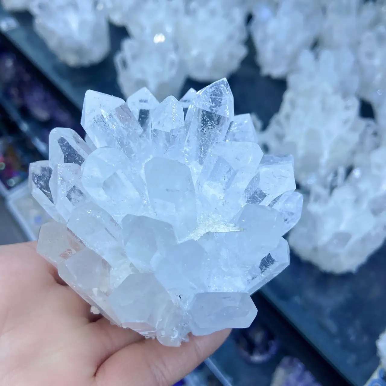 

400-700g high quality clearness Natural white phantom quartz crystal cluster mineral samples heal home office decoration