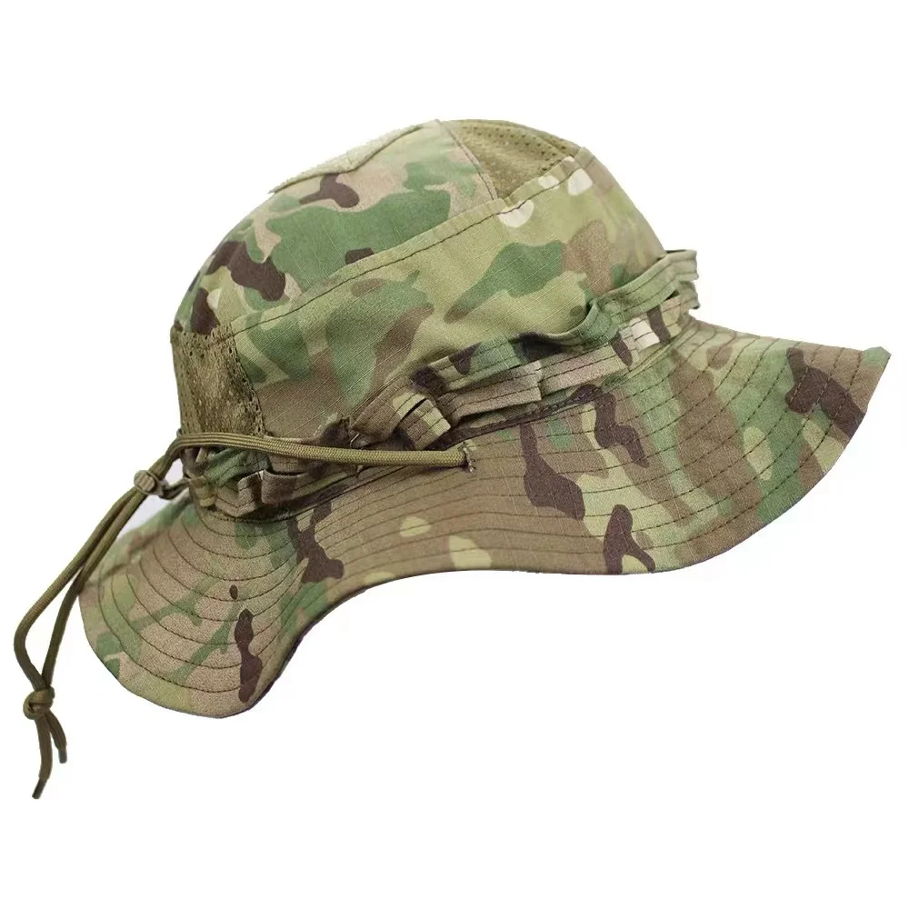 2024 New Camo Tactical Enthusiasts Square Pocket Bonnie Cap Outdoor Bucket Benny Hats Multicam Fishing Hiking Outdoor Sun Caps