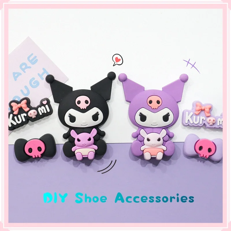 

MINISO Adorable Kuromi Cartoon Animie Shoes Charms Set For Clogs Sandals Colorful PVC Decorations for Birthday Party Gifts