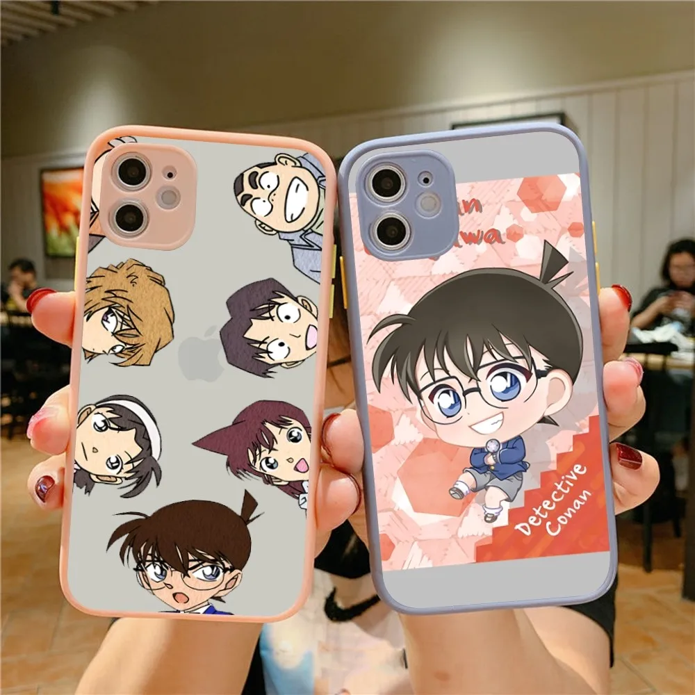 Japanese Detective Conan Anime Phone Case for iPhone 14 11 12 13 Mini Pro Max 8 7 Plus X XR XS MAX Translucent Matte Cover