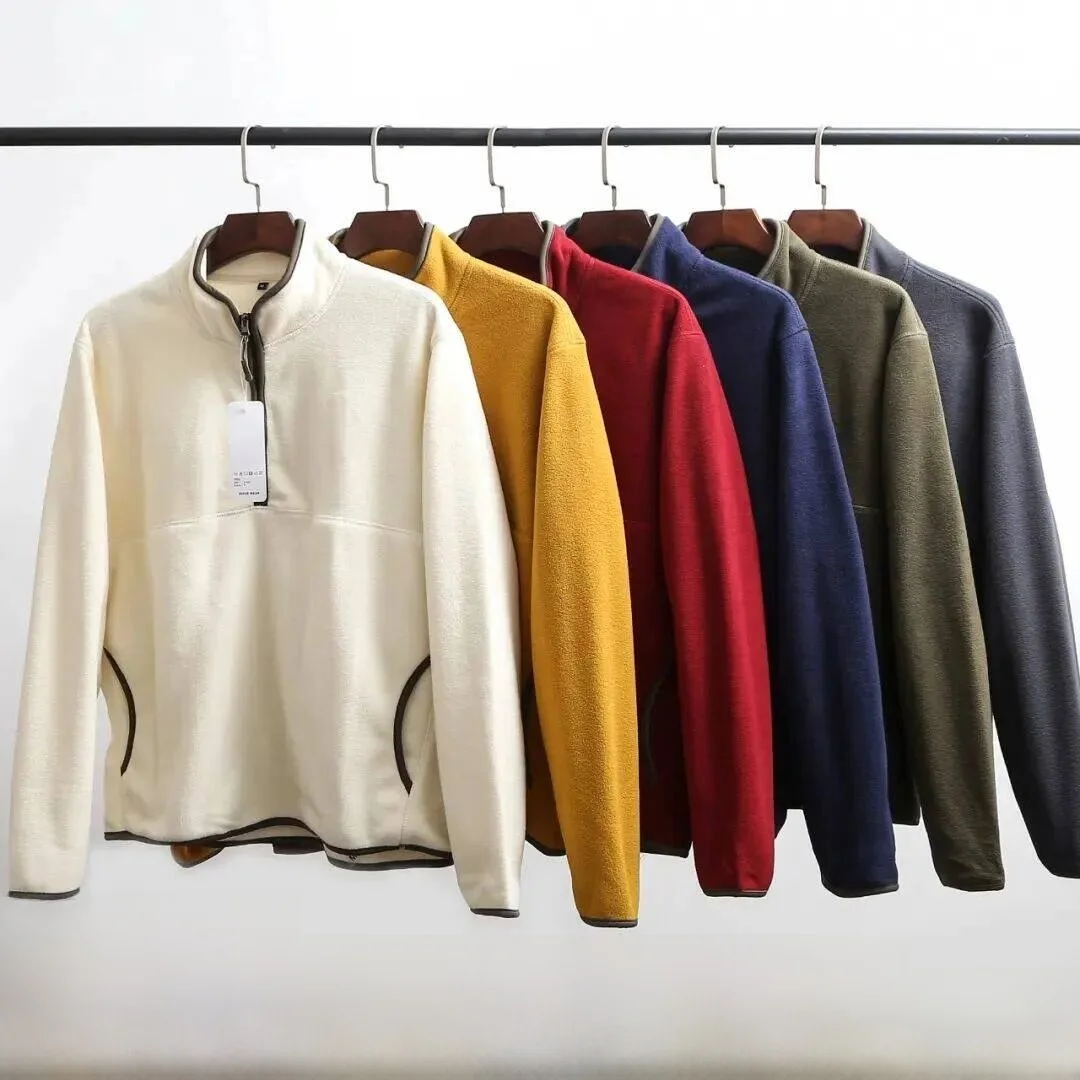 

Lightweight 280g Fleece Hoodie Couple Half Zip Warm Rapidly Loose Overhead Sweatshirt Trendy Autumn Winter Polyester Fiber
