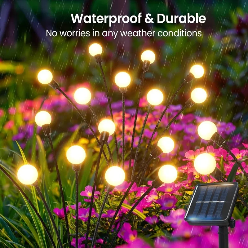 

1/2/4 шт. рождественские садовые фонари-новые модернизированные светлячки на солнечной энергии, уличные водонепроницаемые вибрановые садовые фонари Decorationi