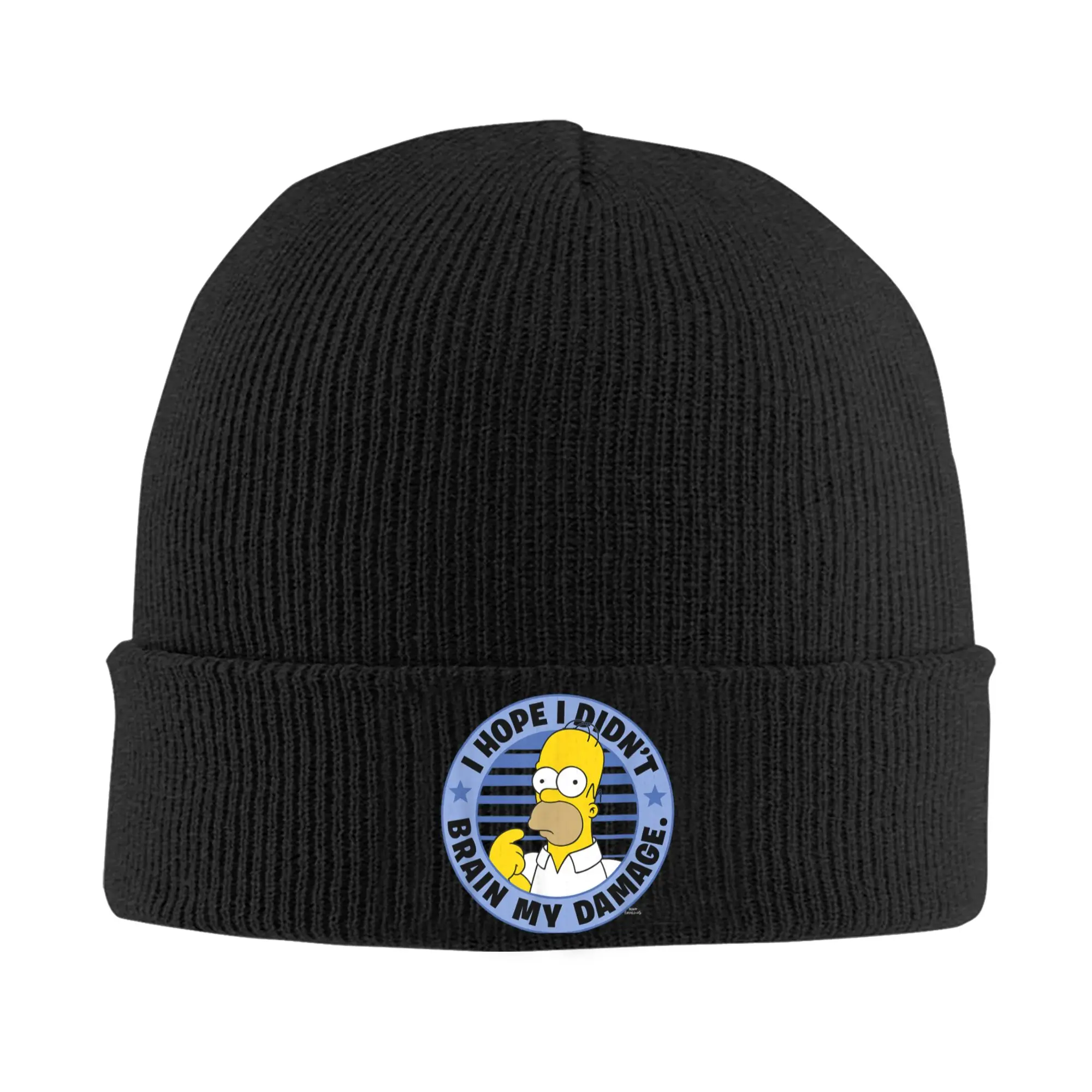 The Simpsons Homer I Hope I Didn't Brain My Damage  Beanie Hats Autumn Winter Outdoor Caps Custom Thermal Elastic Bonnet Hats