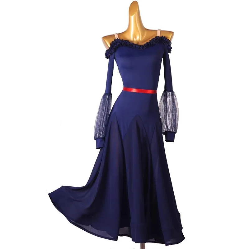 Costume de concours de danse Standard National, pour salle de bal, nouvelle jupe de danse moderne, robe d'examen d'art, beau dos