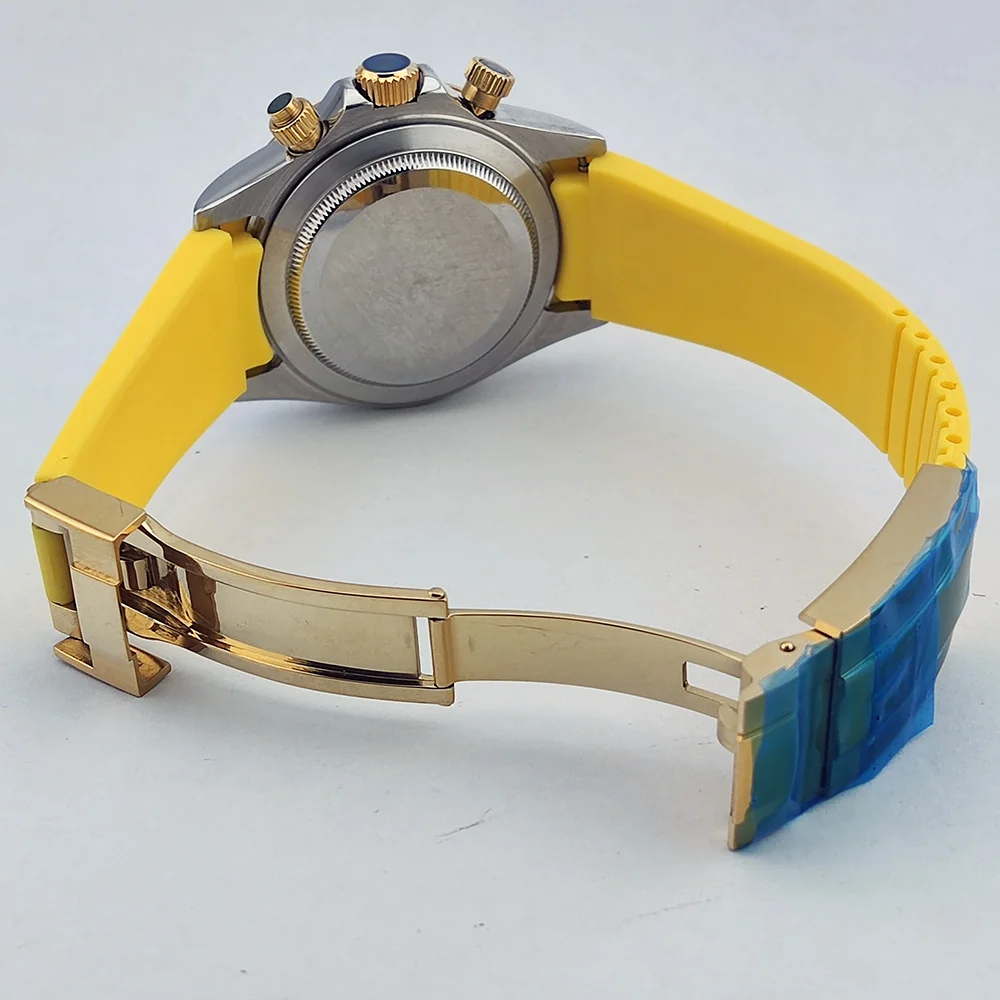 Relojes deportivos de cuarzo para hombre de 39,3mm, relojes de negocios para hombre, reloj de lujo VK63, reloj cronógrafo para hombre, pulsera de goma