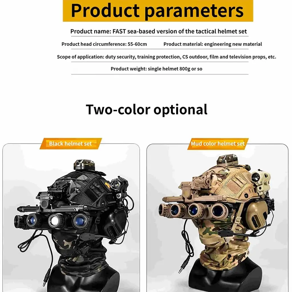 Tactical Airsoft Paintball Fast Helmet with Visor Set, Tactical Multifunctional Protective NVG Brace for Multi-Soldier Wargame