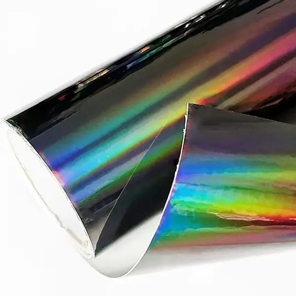 Glänzende Holographische Laser-Chrom-Schwarz-Vinylfolie Selbstklebende Auto- und Motorrad-Aufkleber mit Luftkanälen