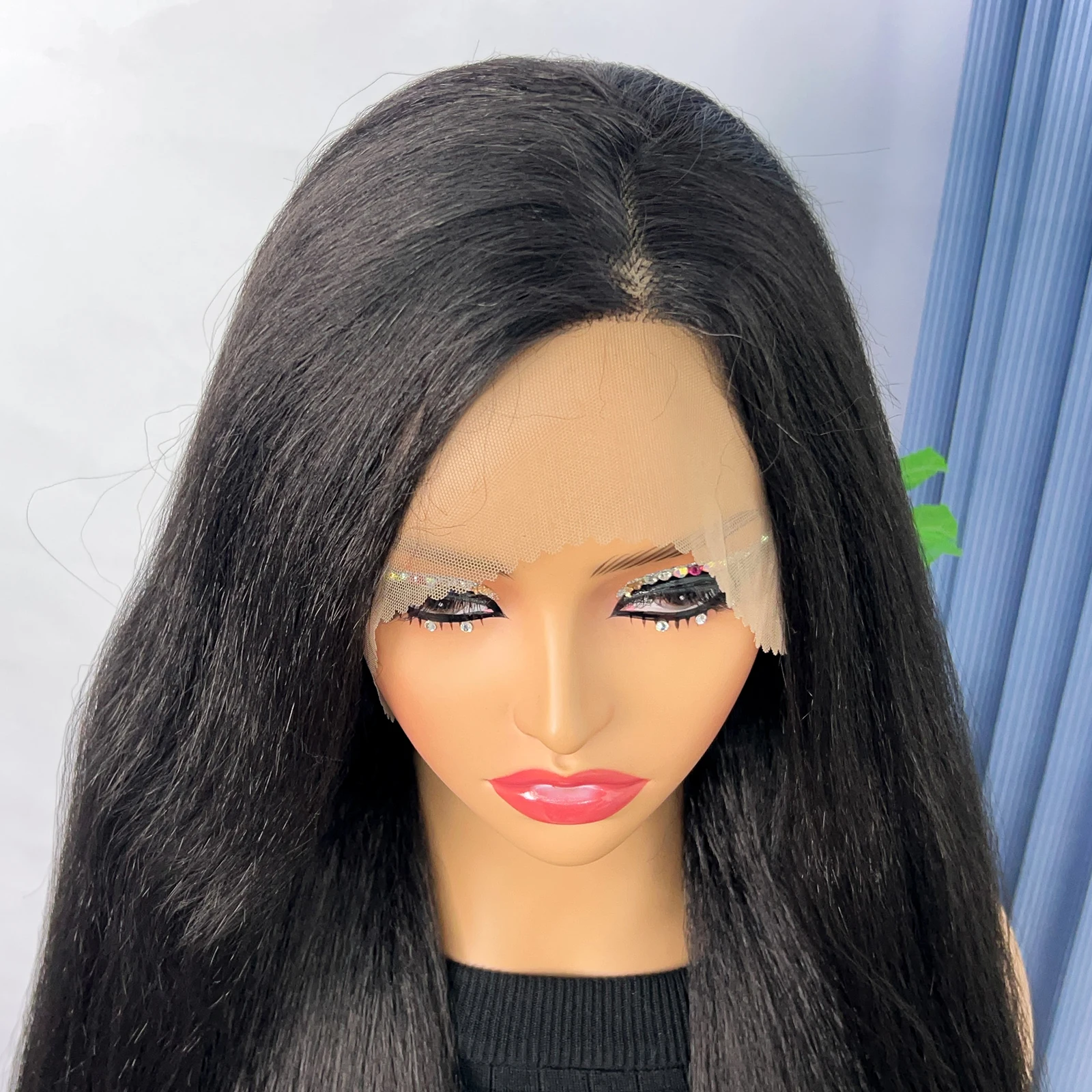 28 inches synthetic wigs for black women black wig natural color kinky straight long wavy wig lace front Cosplay Party Wig